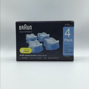 Braun Clean And Renew Shaver Cleaning Cartridges 4 Pack Lemon Fresh